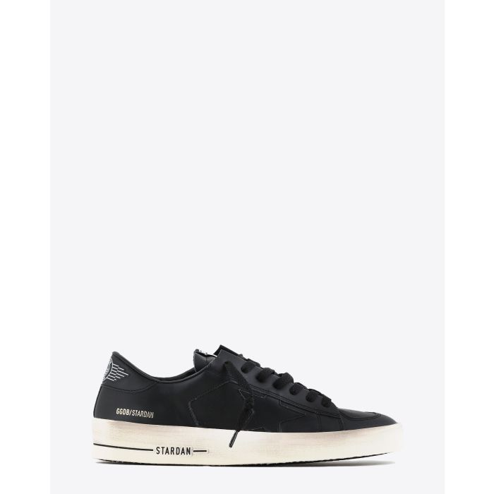 Sneakers en cuir noir Golden Goose Men Stardan Black 90100. Profil. 
