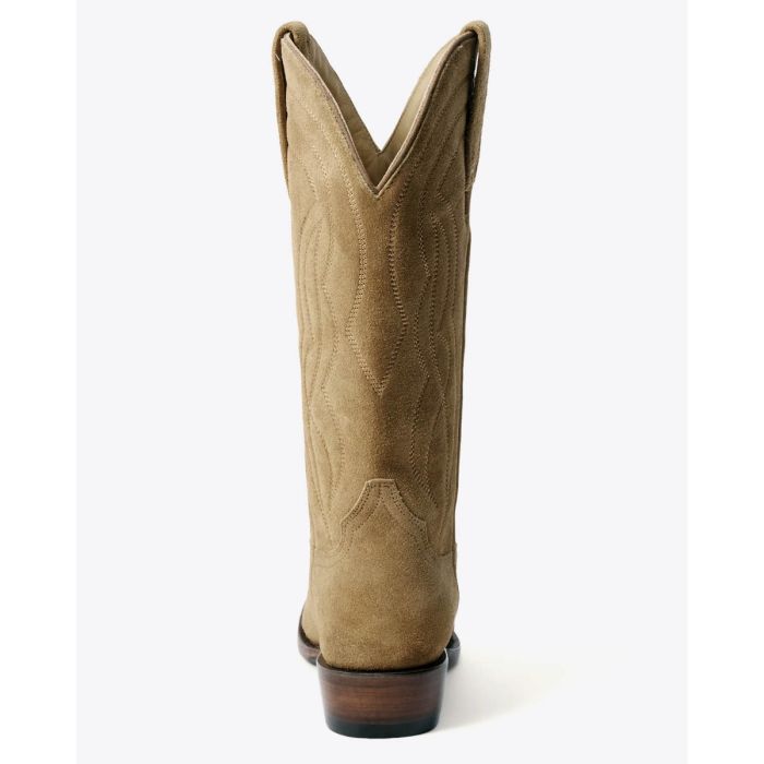 Bottes de cowboy Stetson & The Great en daim camel, vues de dos. Edition limitée.
