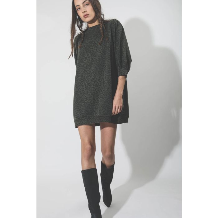 Sweatshirt Super oversized imprimé léopard vert Ragdoll LA