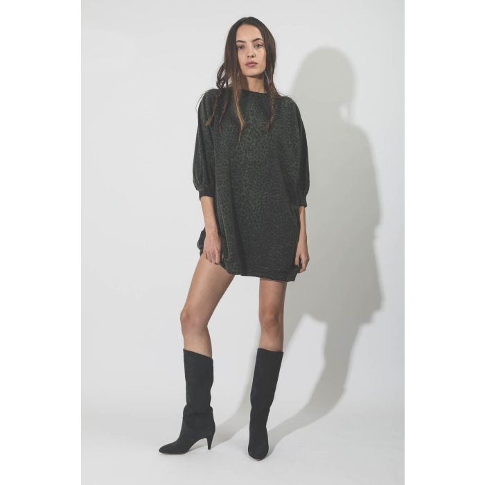 Sweatshirt Super oversized imprimé léopard vert Ragdoll LA