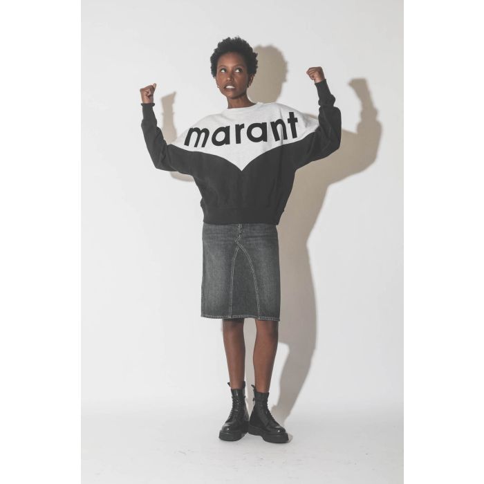 Sweatshirt Houston logo faded black Isabel Marant Etoile. Porté face. 