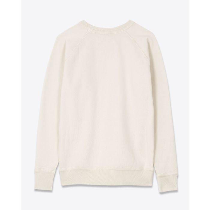 Sweatshirt Millyny Isabel Marant Étoile en coton écru, bouche rouge Marant brodée sur la poitrine. Vue de dos.
