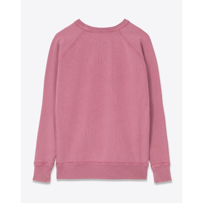 Sweatshirt Millyny Isabel Marant en coton rose bouche rouge brodée sur la poitrine. Vue de dos.