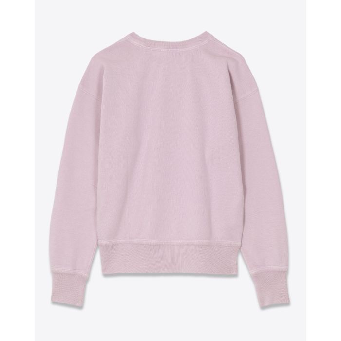 Sweat-shirt Mobyli Isabel Marant Étoile en coton rose clair, logo Marant, effet délavé. Vue de dos.