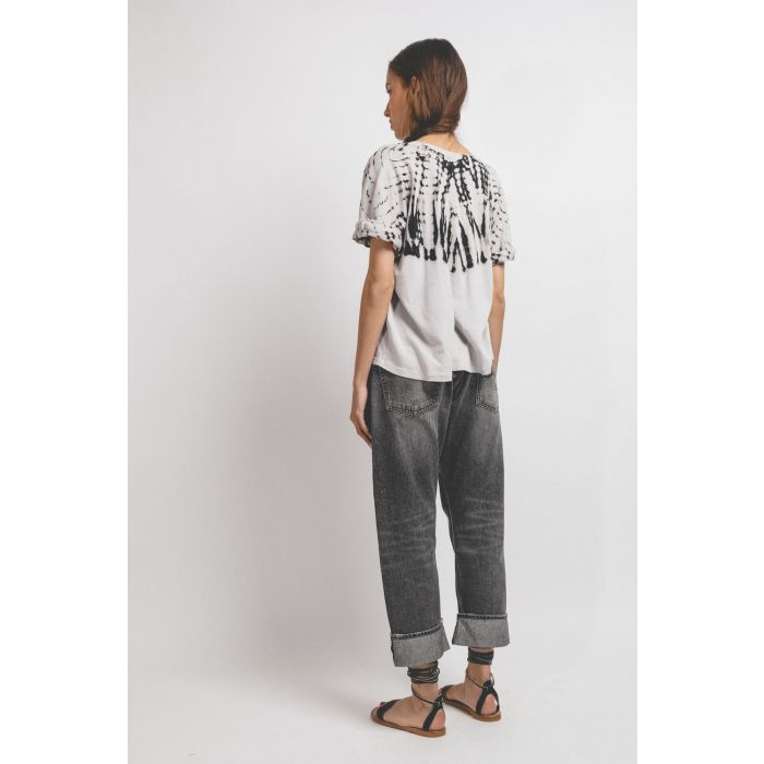 Raquel Allegra Henley Tee TD - Black White TD  