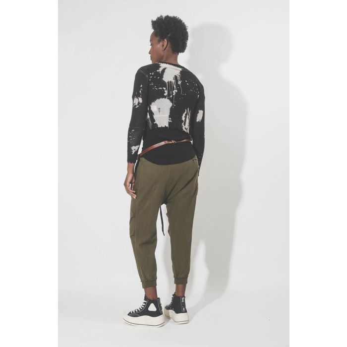 Tee-shirt en lin noir logo argent et mordoré Koldi Isabel Marant Etoile. Porté dos. 
