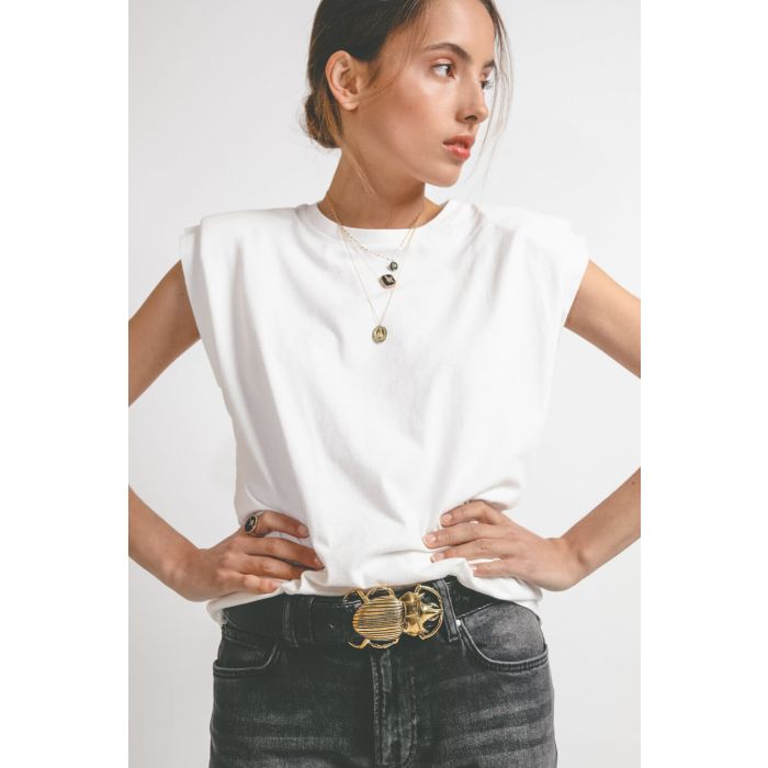 Claris Virot Ceinture Python Beetle - Noire Boucle Or 