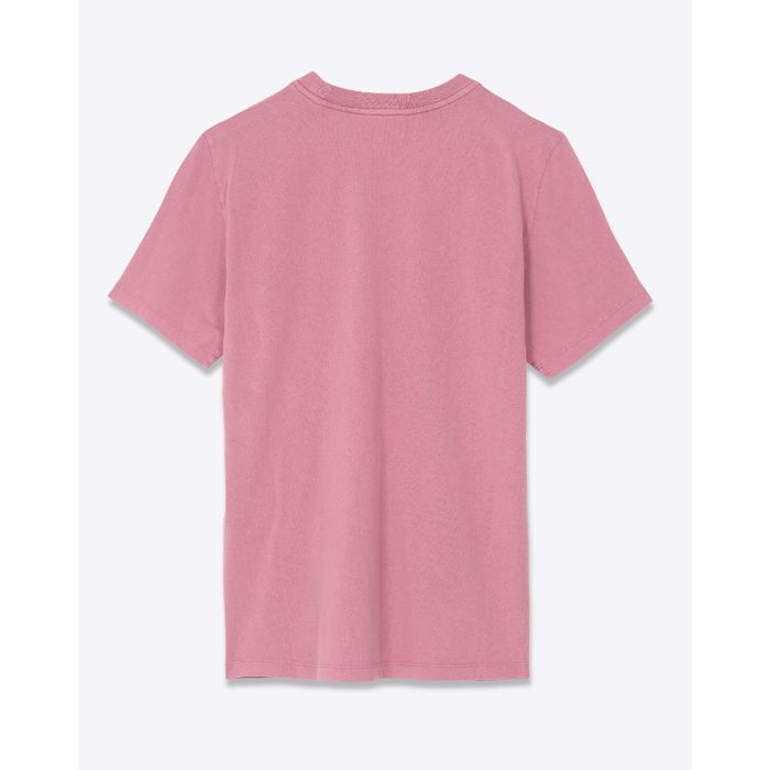 T-shirt Zewel Wild Bisous Isabel Marant Étoile en coton rose, bouche rouge Marant brodée sur la poitrine. Vue de dos.