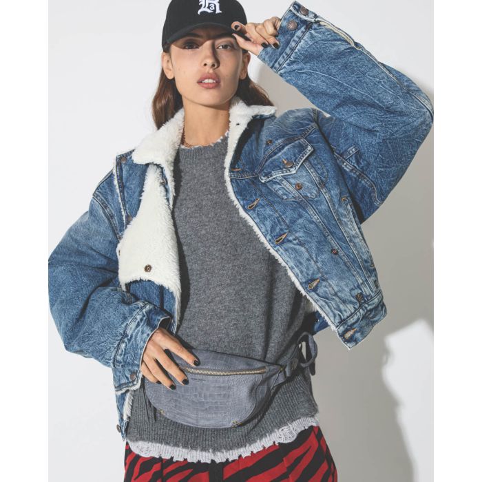 Manteau Bib Trucker R13 Denim en denim bleu.  

