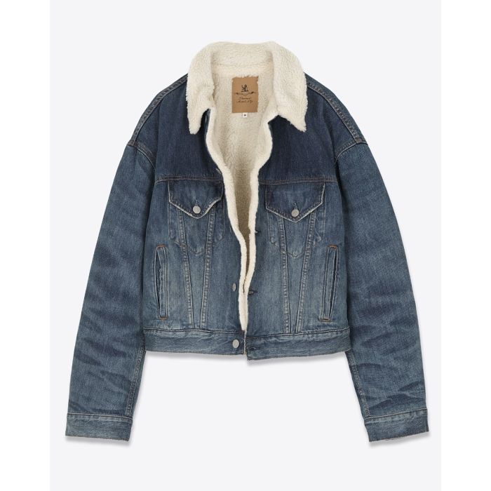 Blouson en jean fourré Iris Trucker Denimist. Vue de face ouverte.