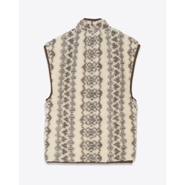 Gilet sans manches effet mouton imprimé écru et marron matelassée écru fermeture zip Maximilia Isabel Marant Etoile. Dos. 
