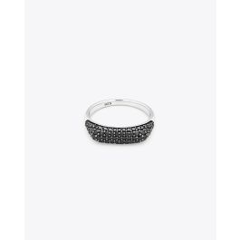 Tom Wood Knut Ring Black Spinel - Silver pour Femme