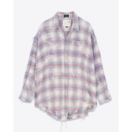 R13 Chemise Shredded Drop Neck – Ecru Bleu Rouge Plaid R13 Chemise Shredded Drop Neck – Ecru Bleu Rouge Plaid