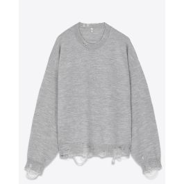 Oversized frayed cropped pullover sweater hotsell