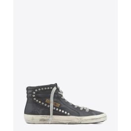Golden Goose Woman Permanent Slide Classic Leather Upper Studs Black 90100 pour Femme