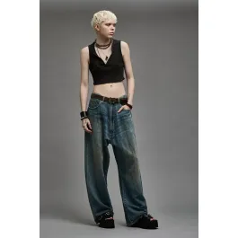 Jean Botte Large J.CREW - Indigo - Taille 2 - 100% Coton - Occasion