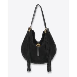 Isabel Marant Atlay Hobo Bag – Black Suede & Boho Fringes