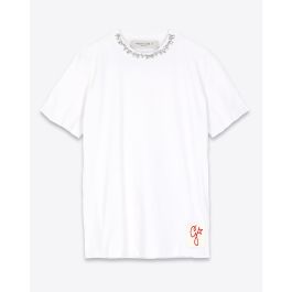 ァッション人気ブランドランキング Golden Goose Femme Tee-Shirt Regular Broderie – Blanc Vintage トップス