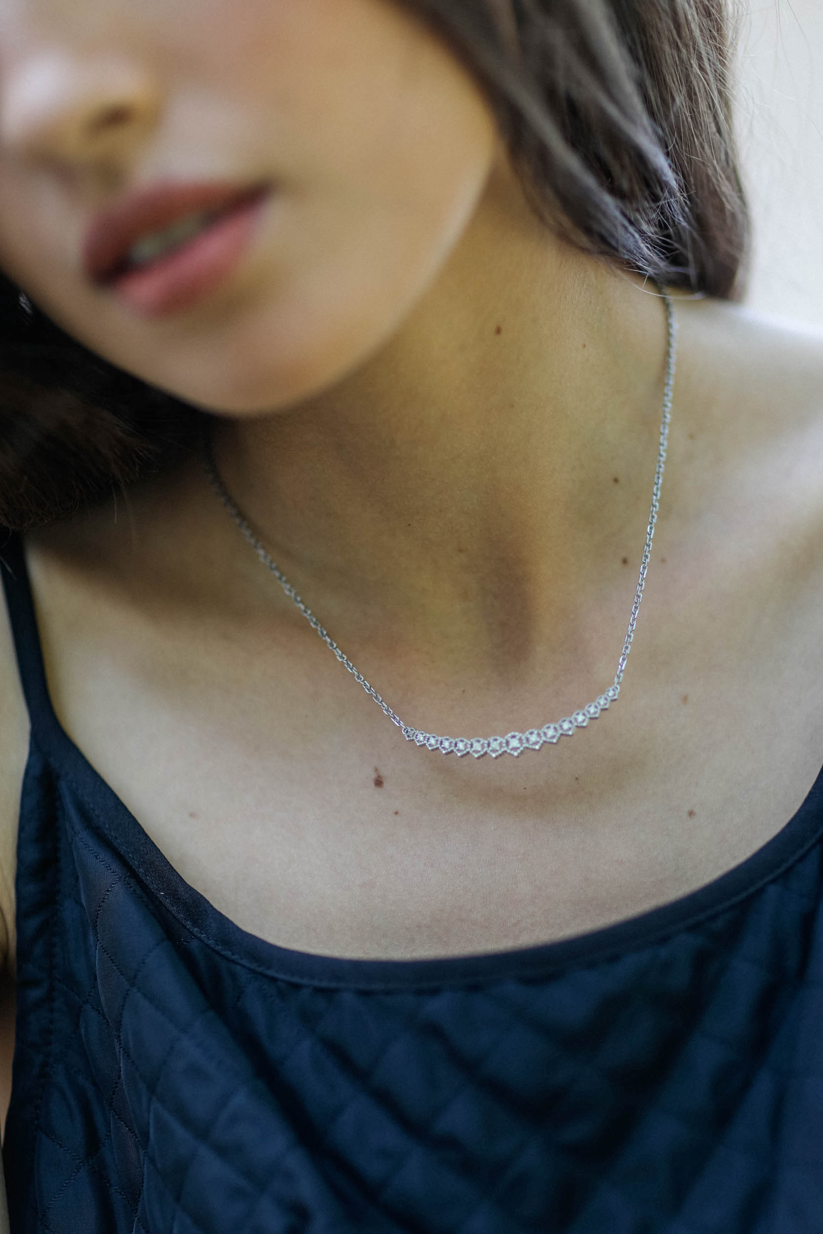 Produit De Jaegher Collier "Light Fever" Argent & Diamants Blancs. Face. 