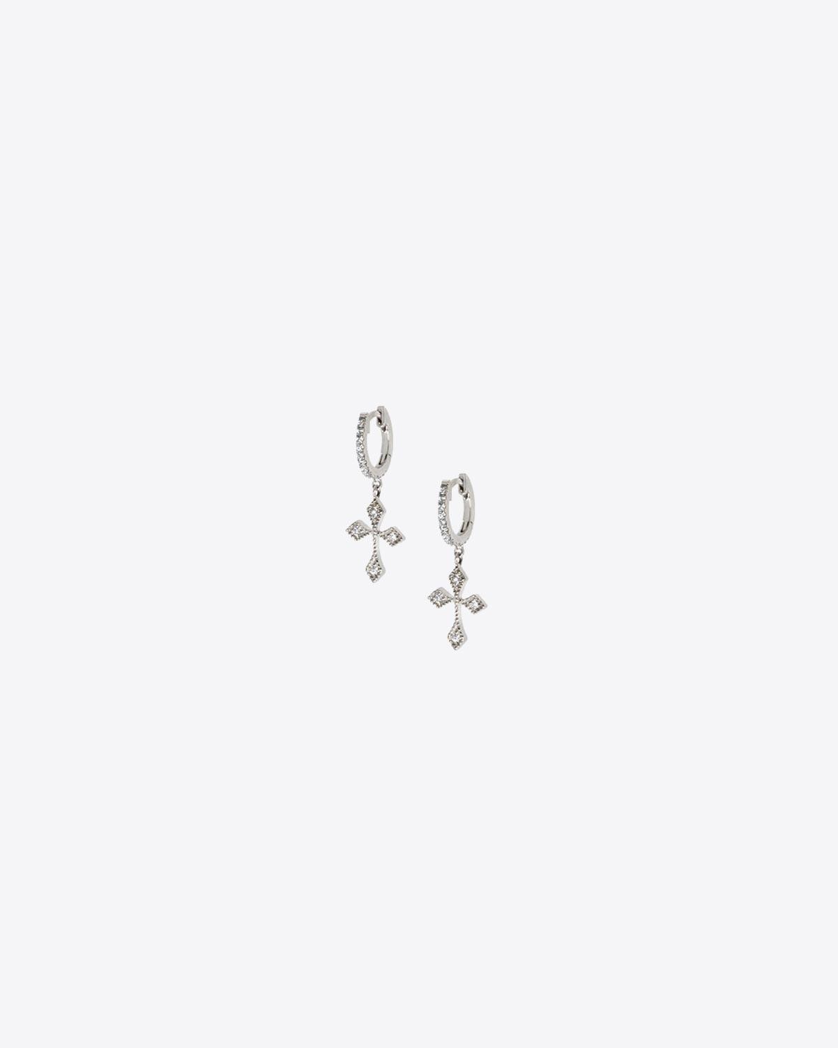 De Jaegher Mini Créole Baby Cross Or Blanc & Diamant  