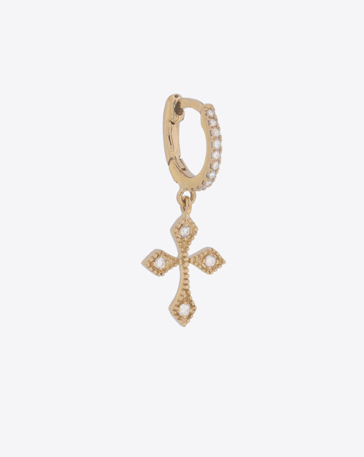Produit Mini créole en or jaune et diamants Baby Cross De Jaegher.