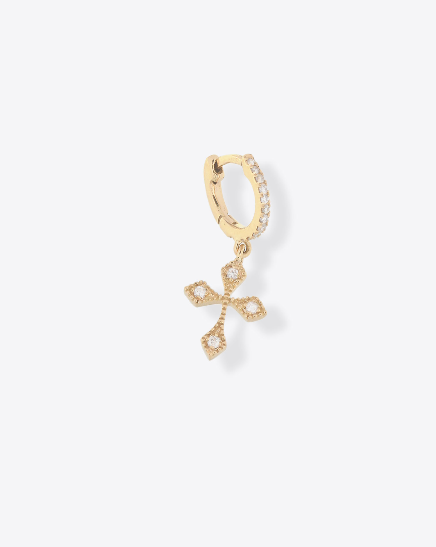 Produit Mini créole en or jaune et diamants Baby Cross De Jaegher.