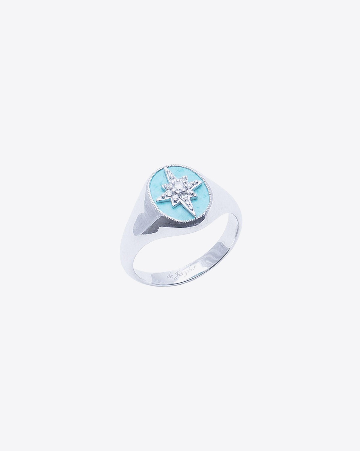 Image du produit De Jaegher Bague Make a wish Argent fond turquoise & diamants  - porté