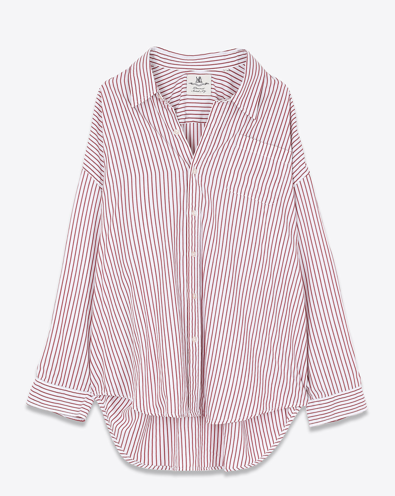 Chemise oversize à rayures rouges et blanches Denimist. 
