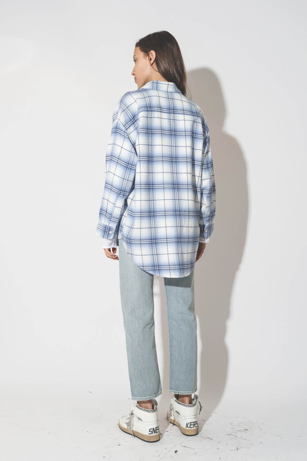 Denimist Chemise Button Front  Bleu Blanc Plaid