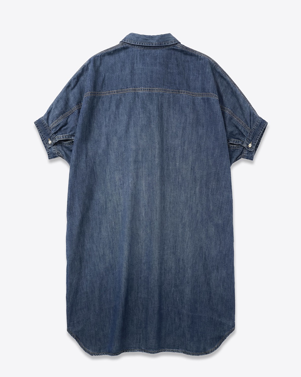 Robe chemise oversize Seymour Denimist en chambray indigo, vue de dos.