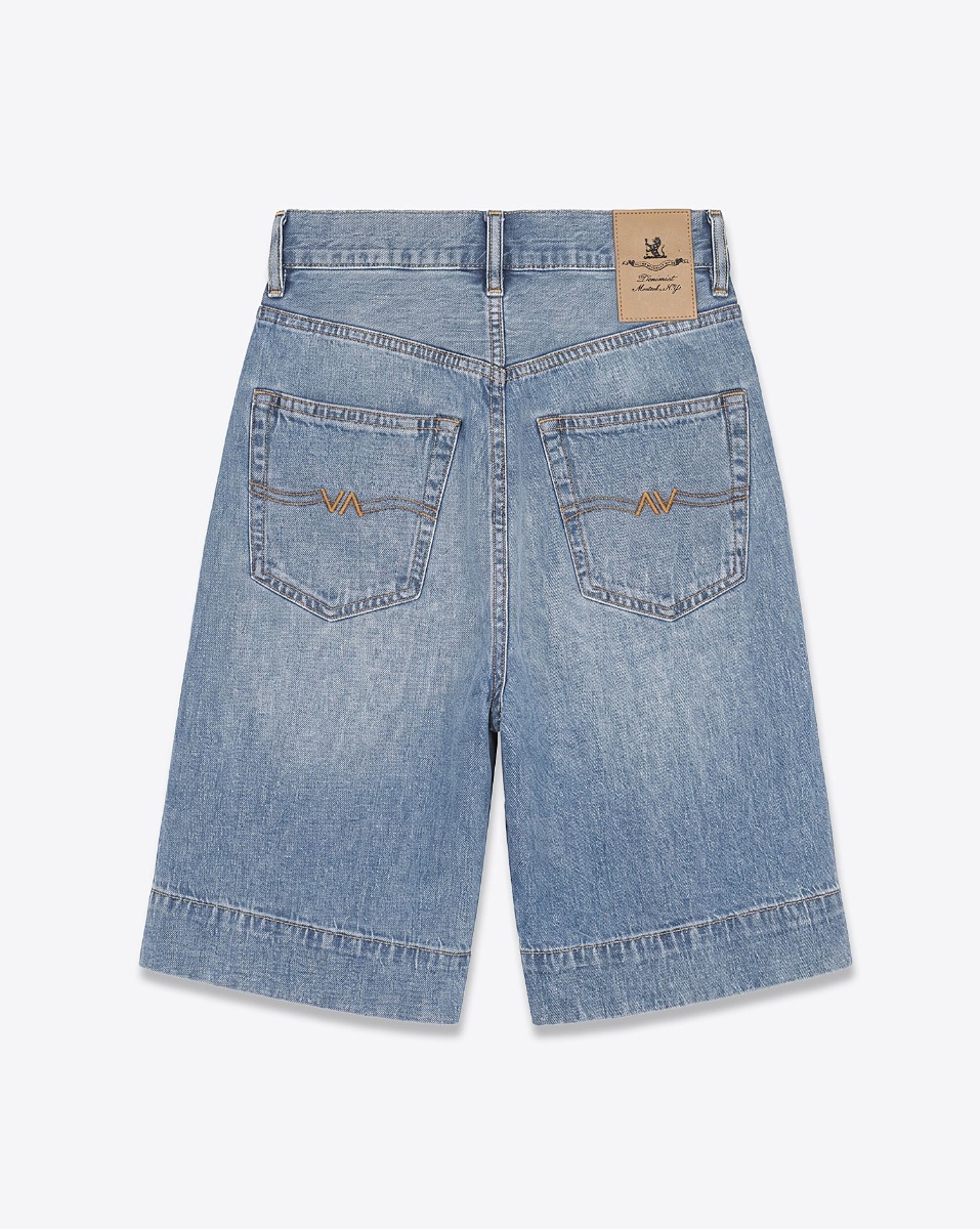 Short long Keaton Relaxed Denimist en denim &laquo; Stone Wash Blue &raquo;, vu de dos.