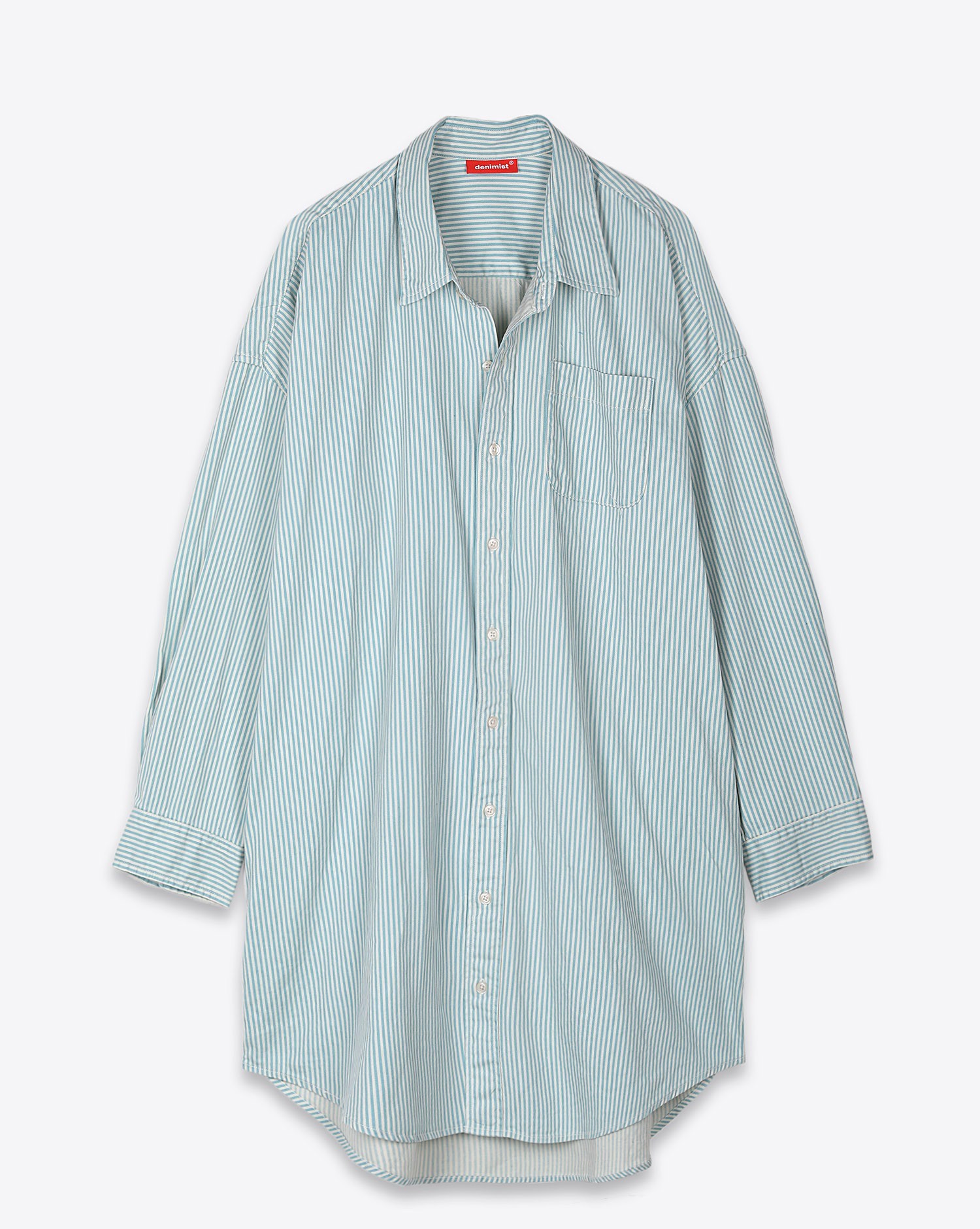 Image du produit Denimist Button Front Shirt Dress - Light Blue Stripe 