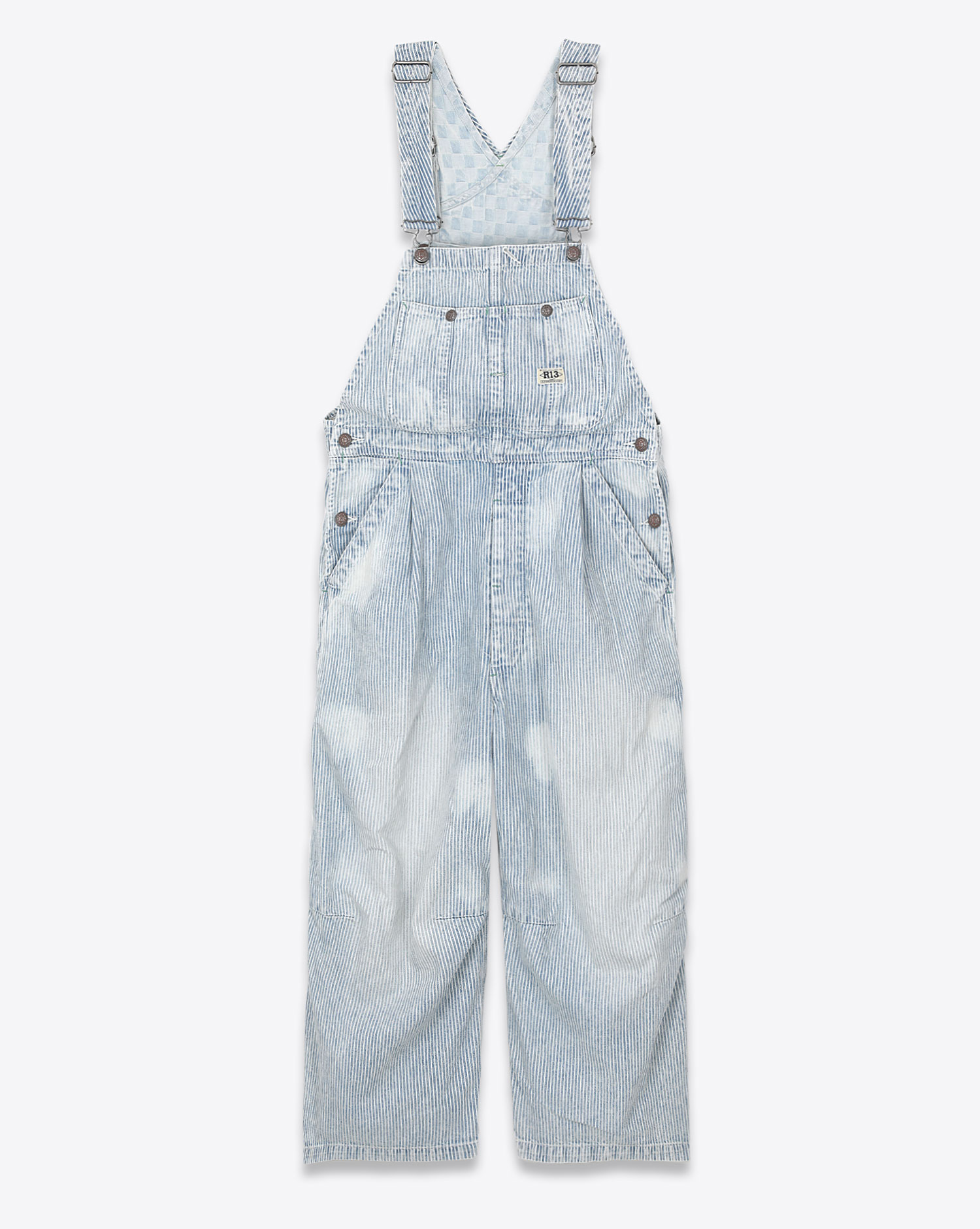 R13 Denim Salopette Double Bib Cropped 