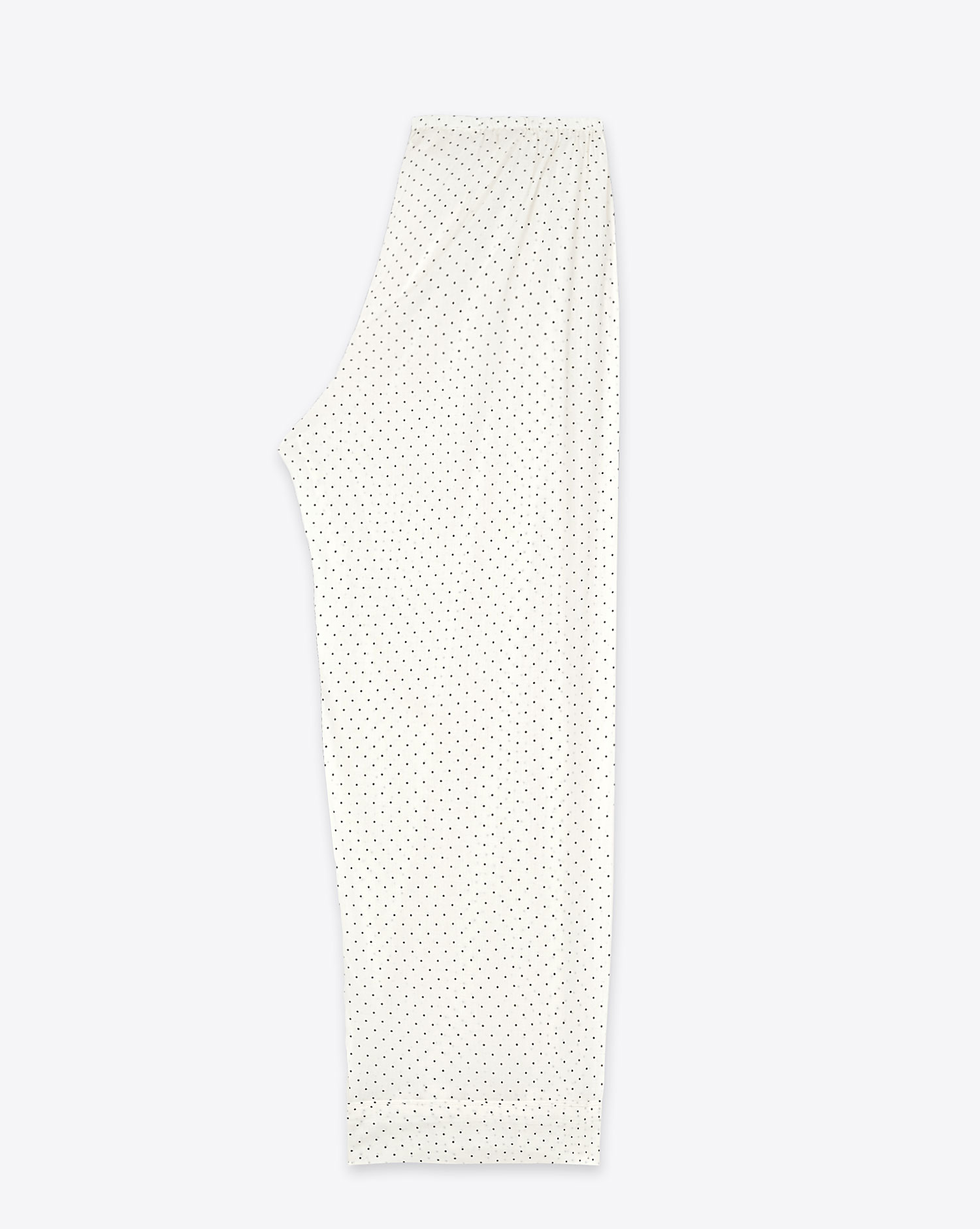 Produit Pantalon de pyjama Easy Sleep The Great en coton blanc à pois noirs. Vue profil. 