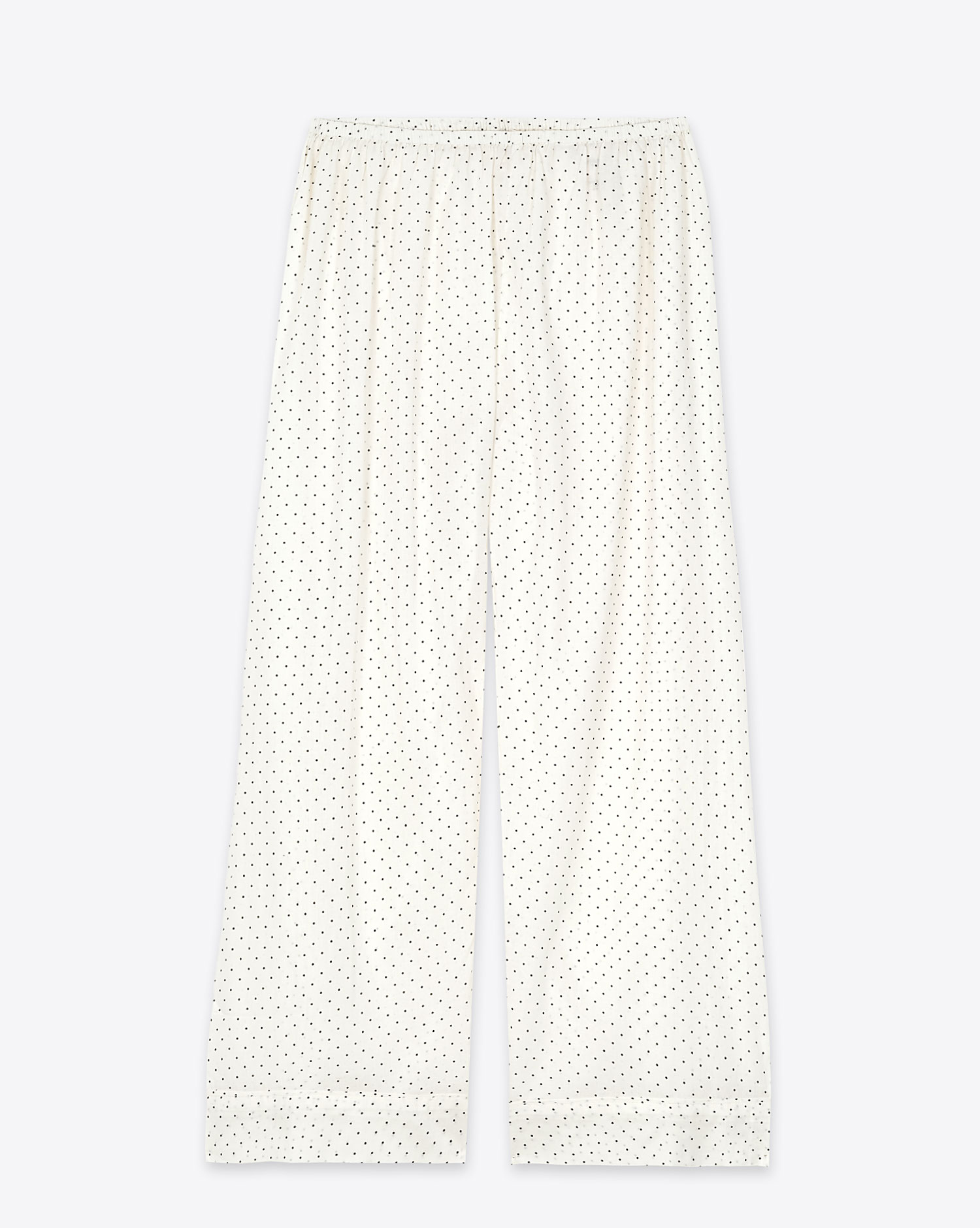 Produit Pantalon de pyjama Easy Sleep The Great en coton blanc à pois noirs. Vue face. 