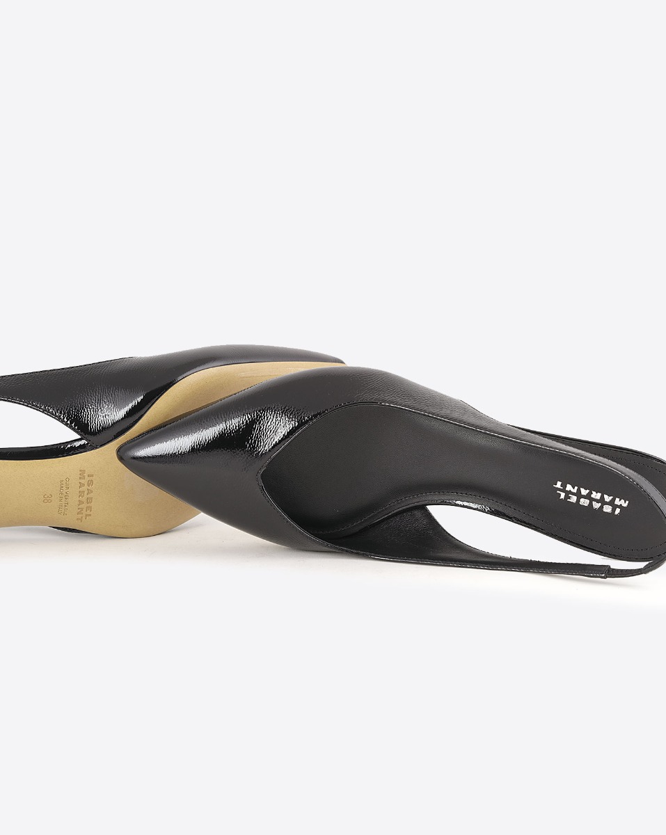 Escarpins Padim Isabel Marant en cuir noir. Détail de la semelle.