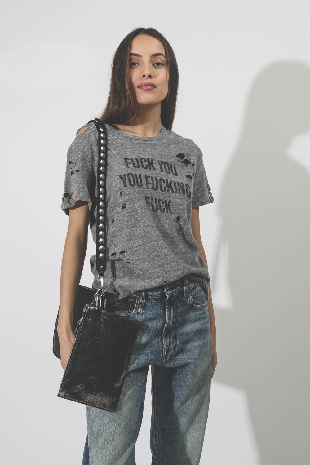 Image du produit R13 F.U. Ripped Boy T - Heather Grey - 2