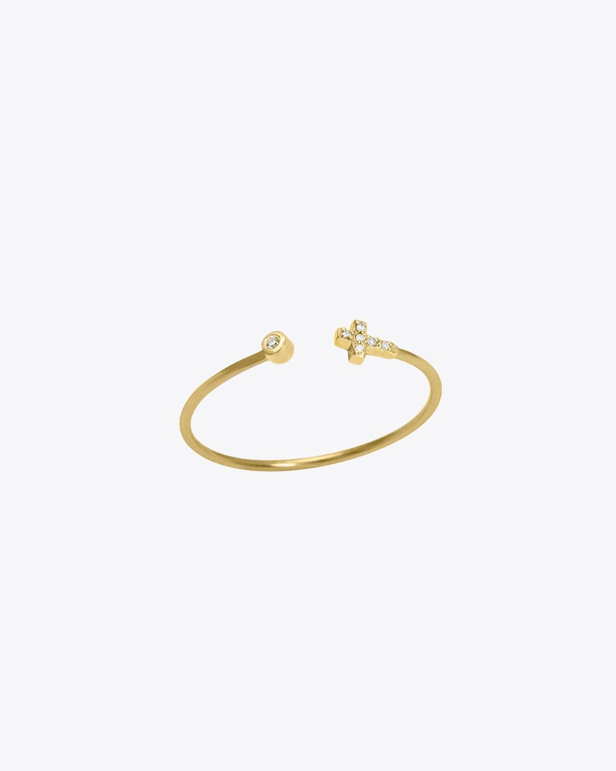 Feidt Bague croix ouverte In the Moon for love - Or jaune 18k