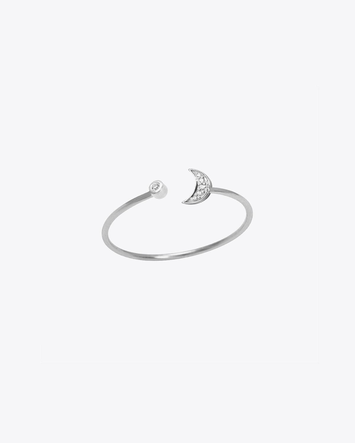 Feidt Bague Lune ouverte In the Moon for love - Or blanc 18k