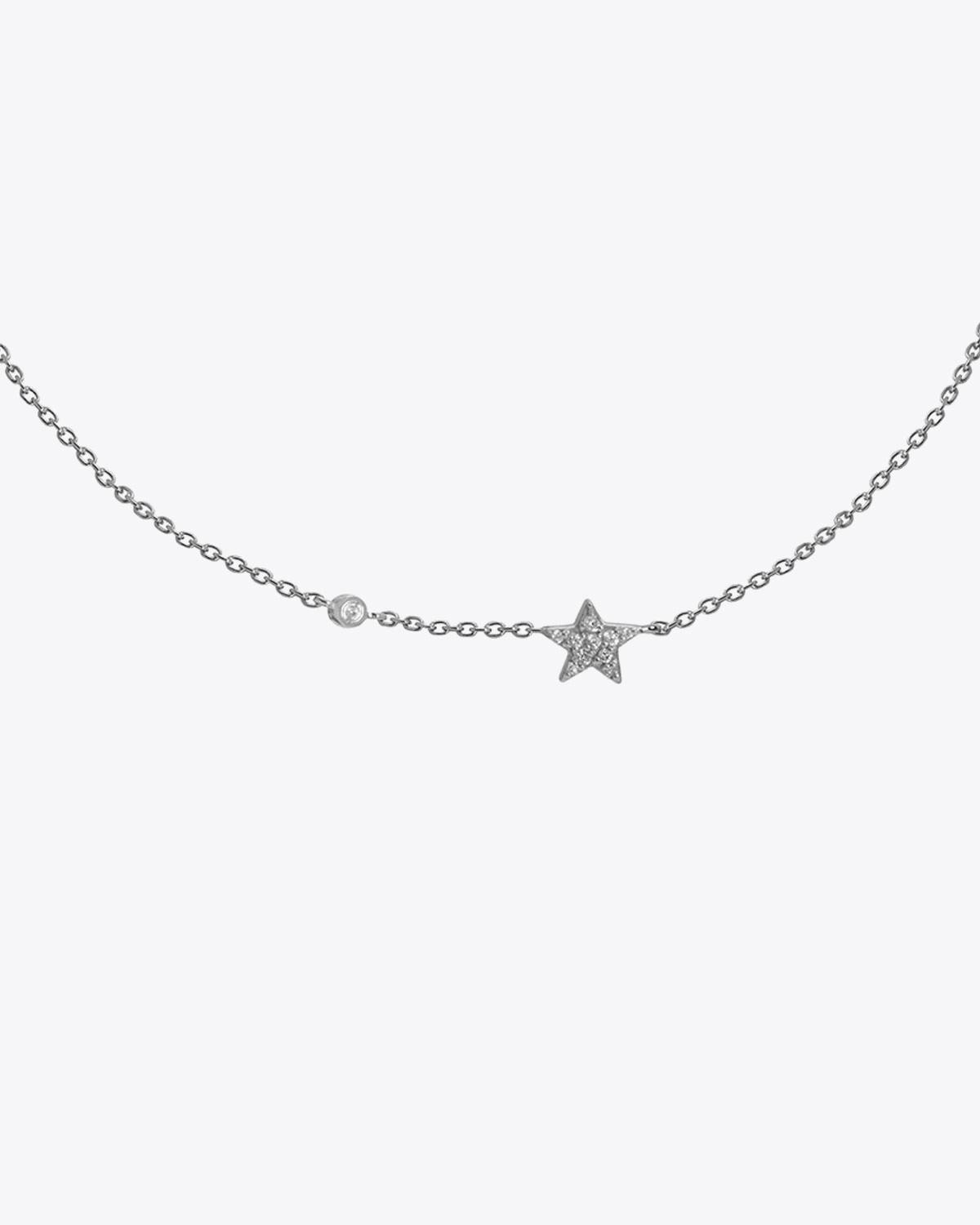 Feidt Collier mini Etoile + Diamant In the moon for love - Or blanc 18k