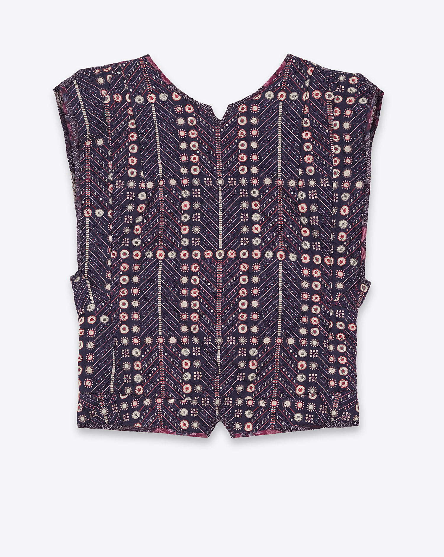 Gilet sans manches Cerza en coton violet. Vue dos.
