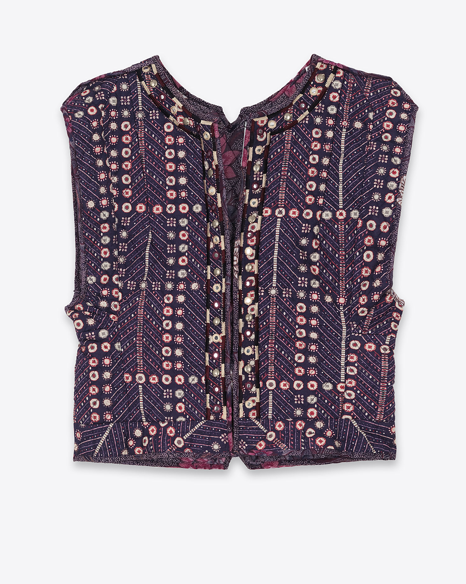 Produit Gilet sans manches Cerza en coton violet. Vue face. 
