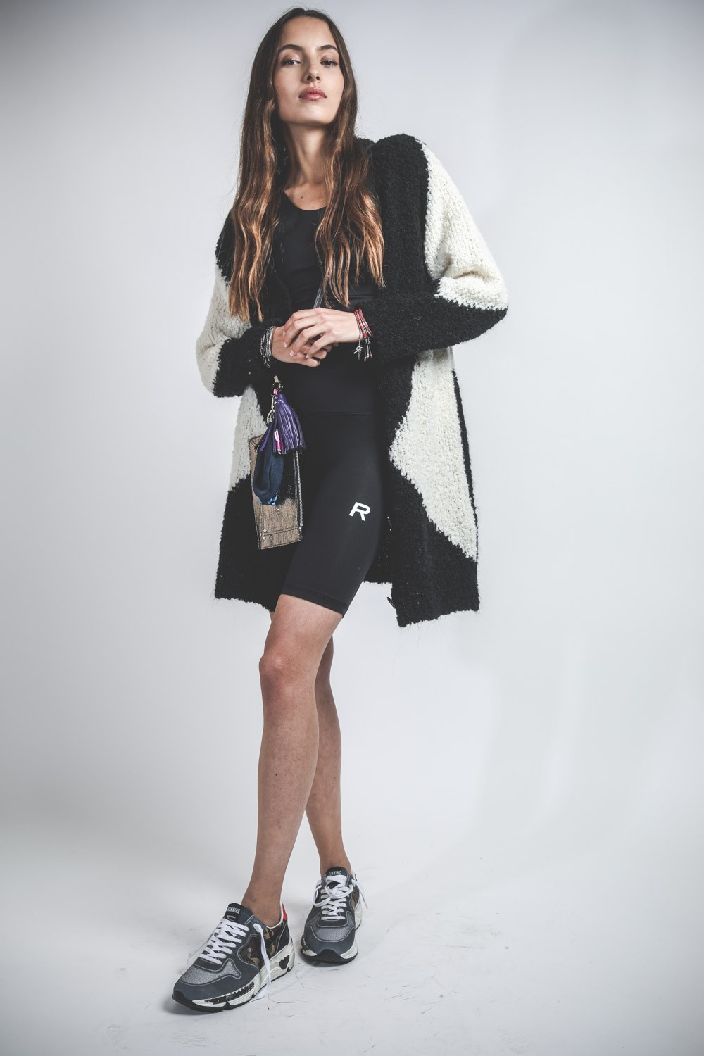Image du produit Ragdoll LA Diamond Boucle Cardigan - Black/Off White   - 6