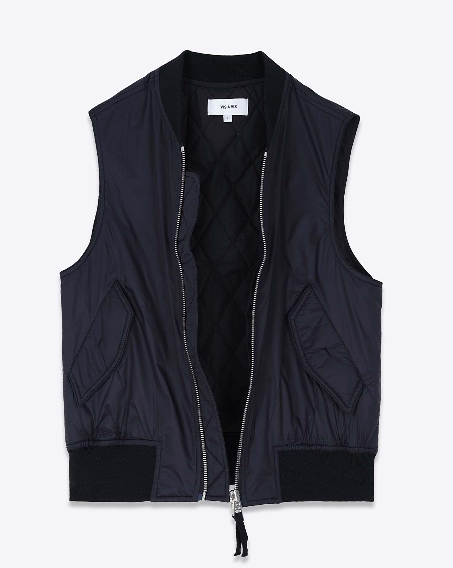  Veste Bomber Sans Manches Noir Vis &agrave; Vis