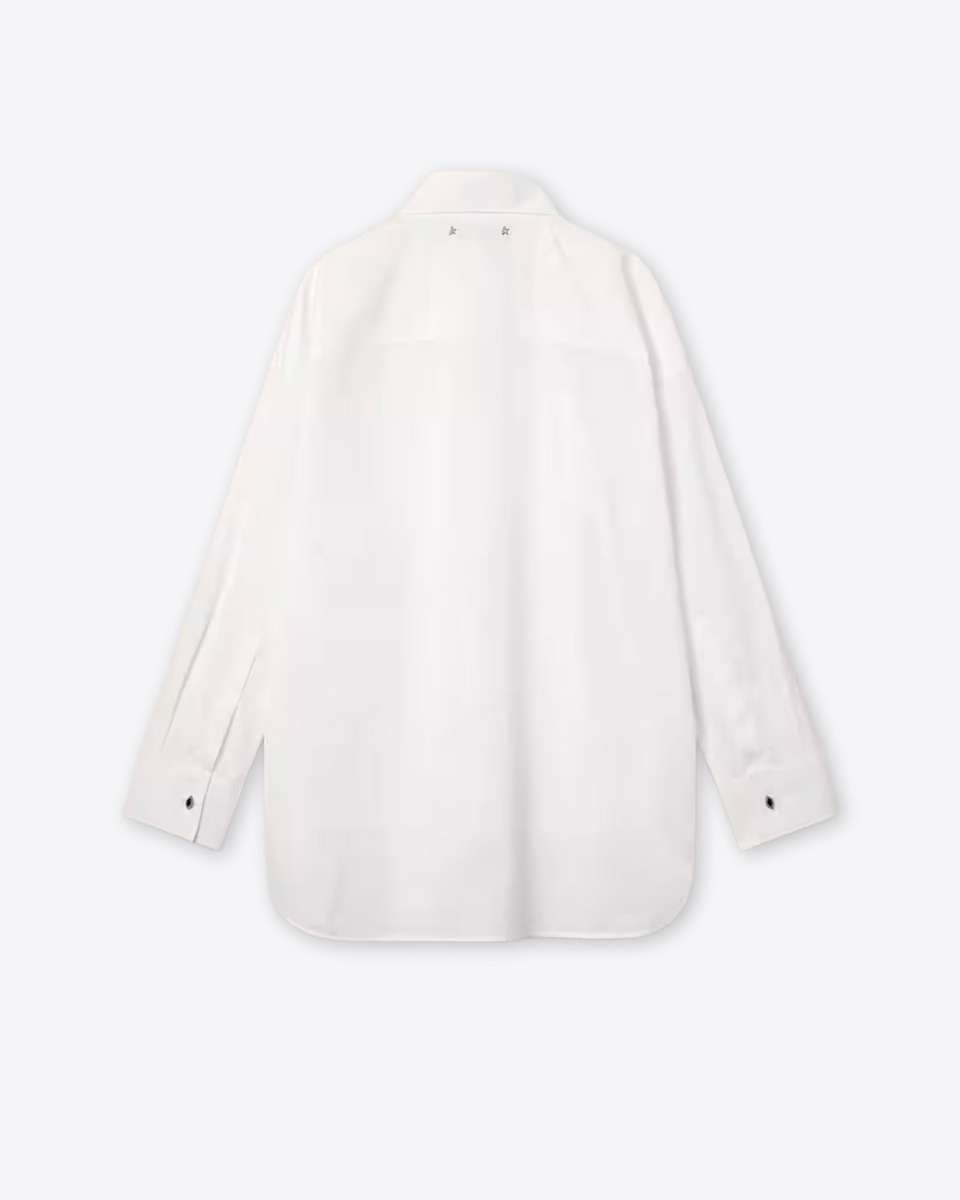 Chemise oversize Bib Golden Goose en popeline de coton blanc. Vue de dos. 