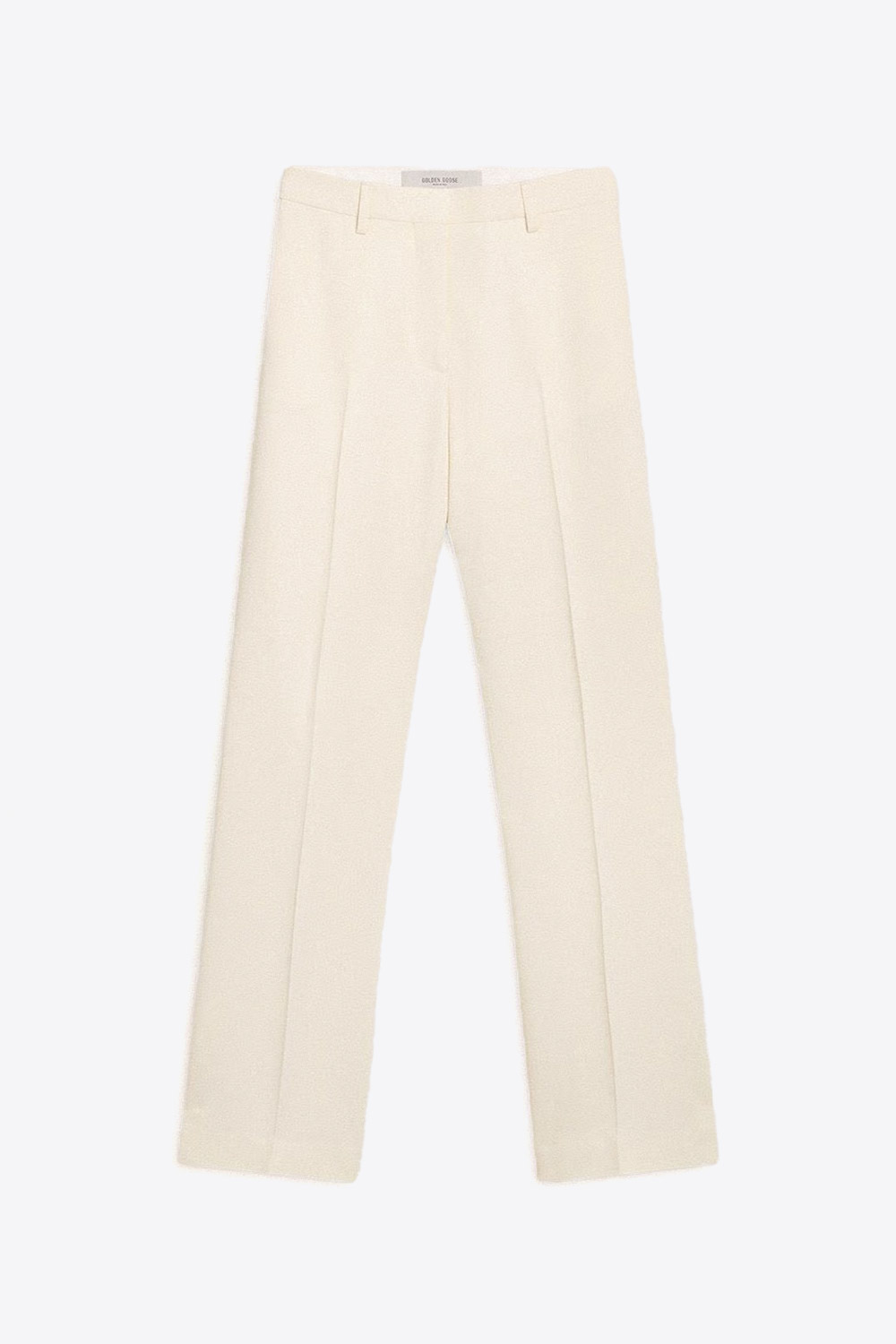 Produit Pantalon droit fluide en viscose et laine écru Melissa Golden Goose. Face.