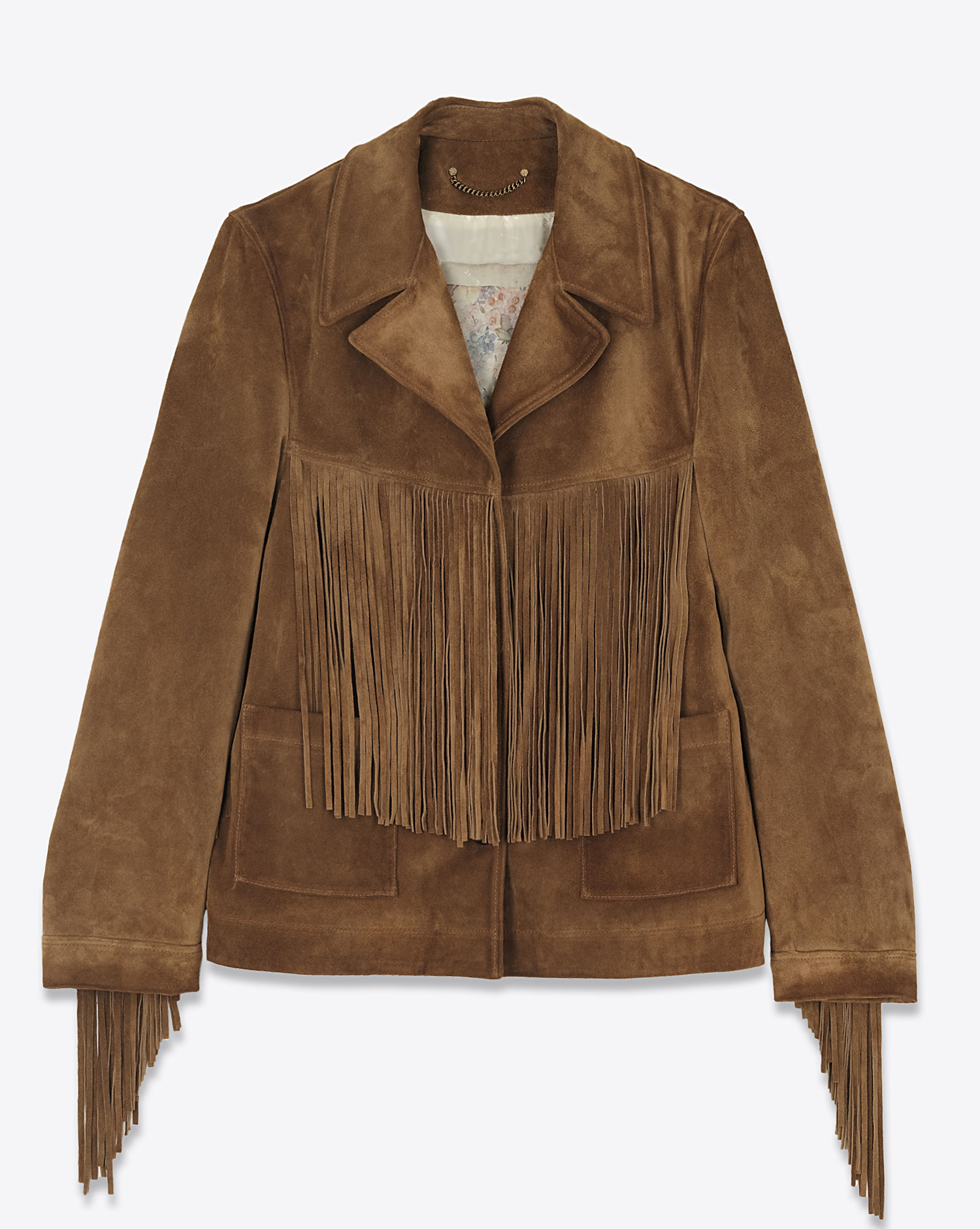Veste à franges en daim tabac Olinda Golden Goose. Face.