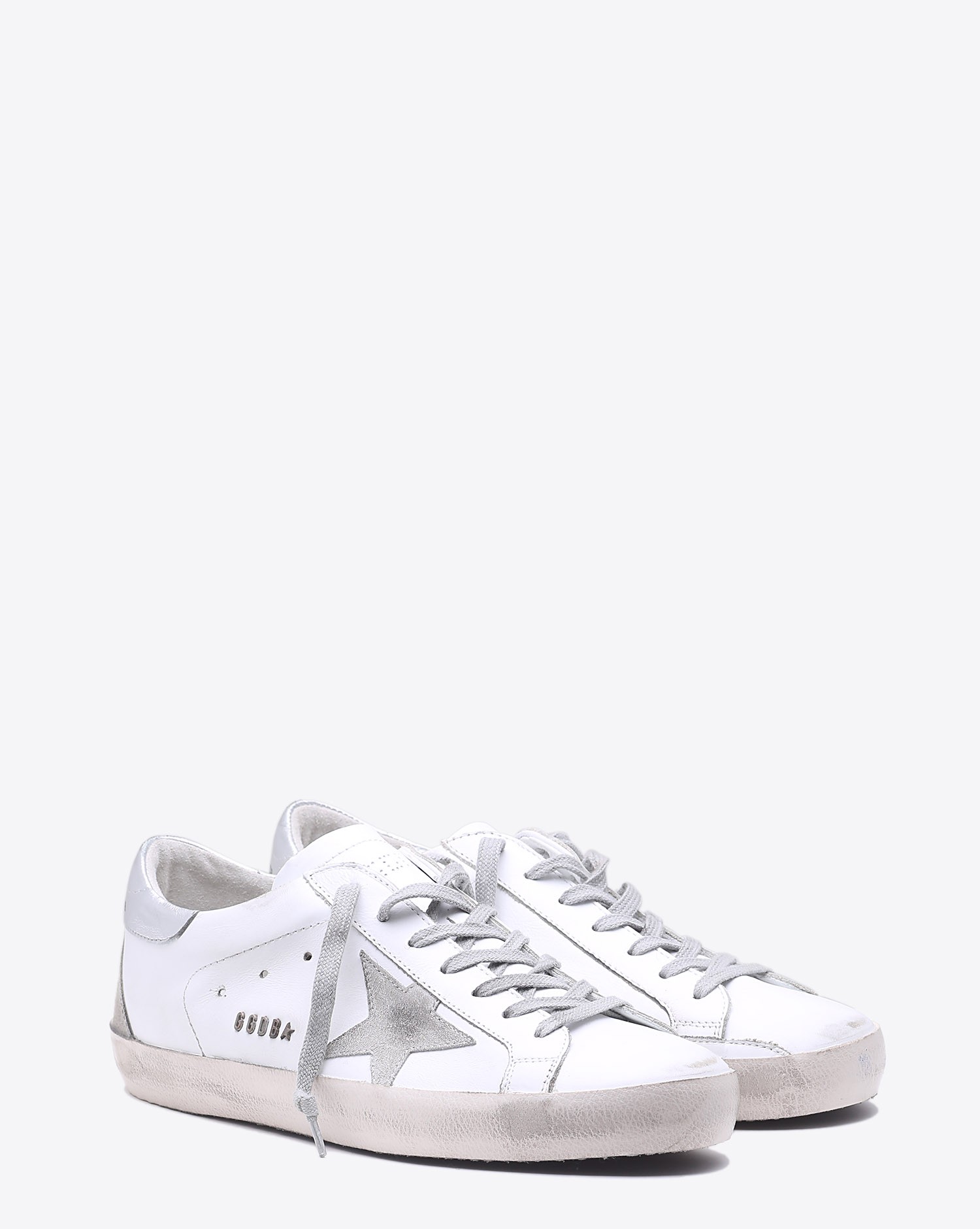 Produit Golden Goose Men Permanent Sneakers Superstar - White Silver Metal Lettering  