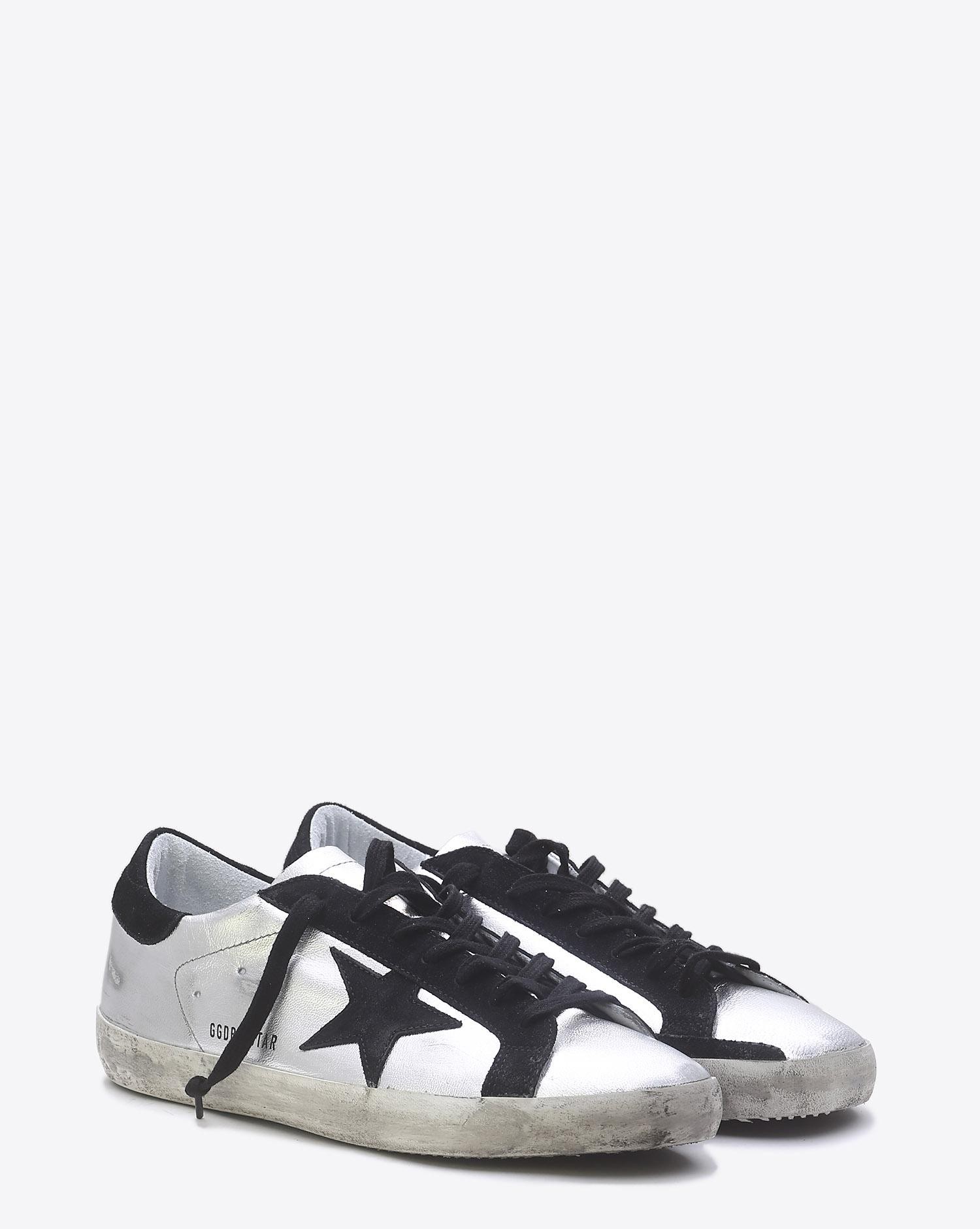 Produit Golden Goose Men Permanent Sneakers Superstar Silver Black Leather 