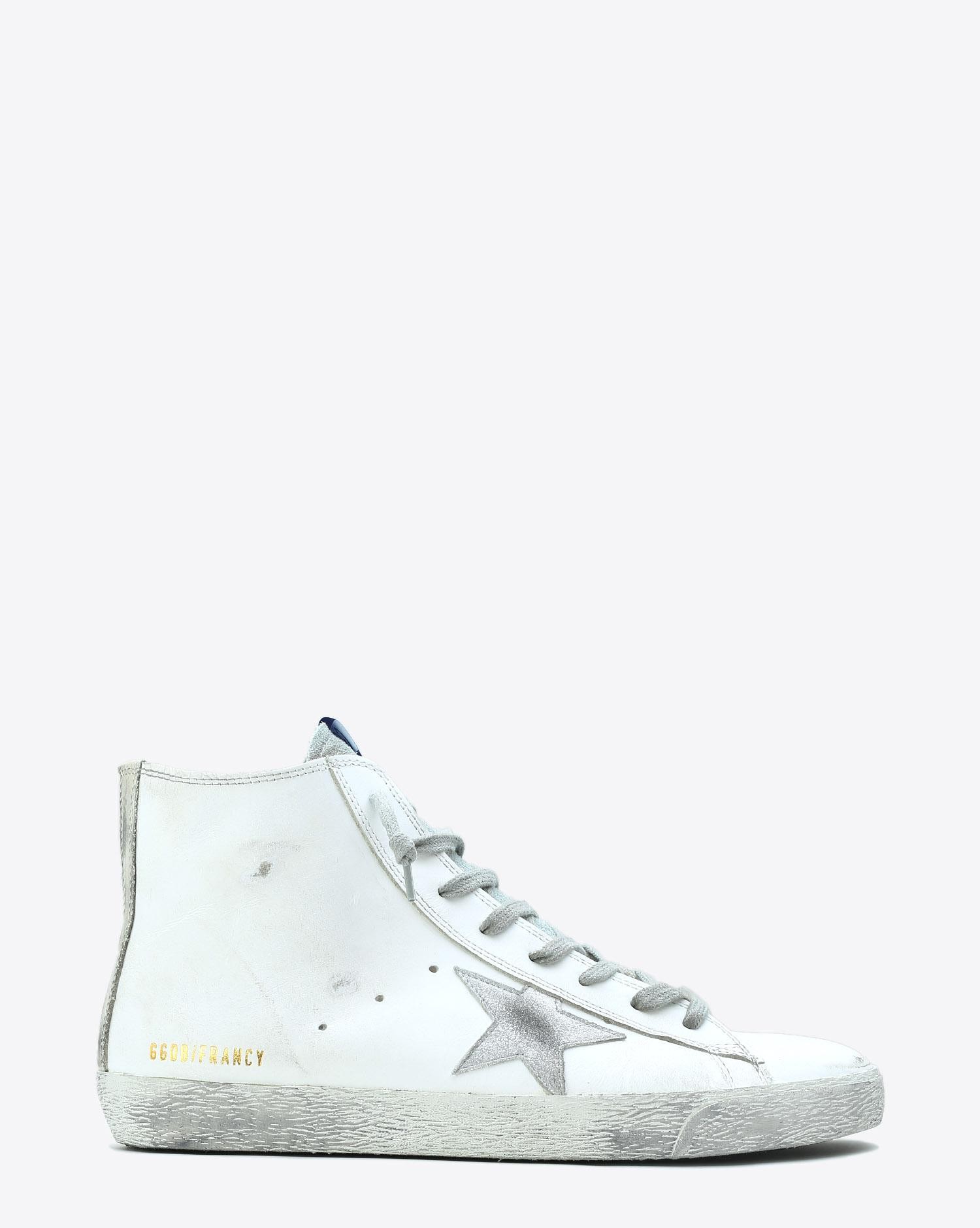 Golden Goose Men Sneakers Francy - White Silver Leather   